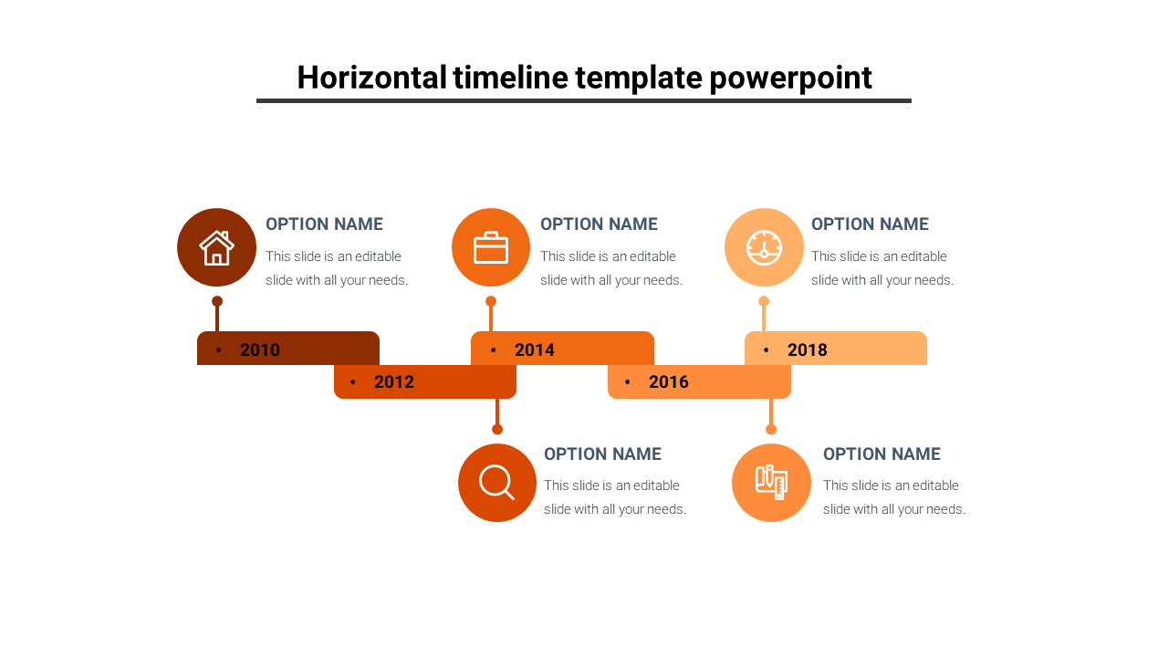 Horizontal timeline template powerpoint-5-orange